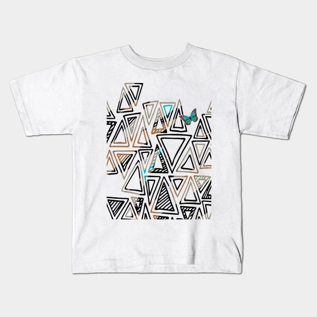 Abstract Black and White Simple Pattern geometry Kids T-Shirt by Promoseven369